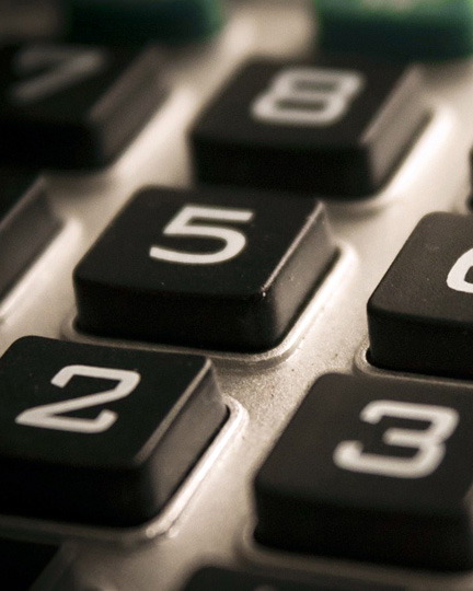 A close up of a calculator numbers.