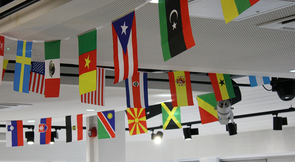 Flags hanging in the RCM canteen Flags hanging in the RCM canteen